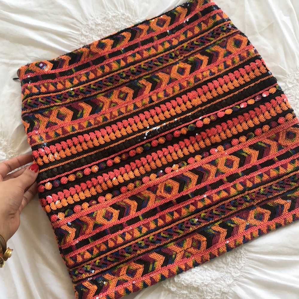 Festival Season Skirt! Vibrant Neon Sequined Mini